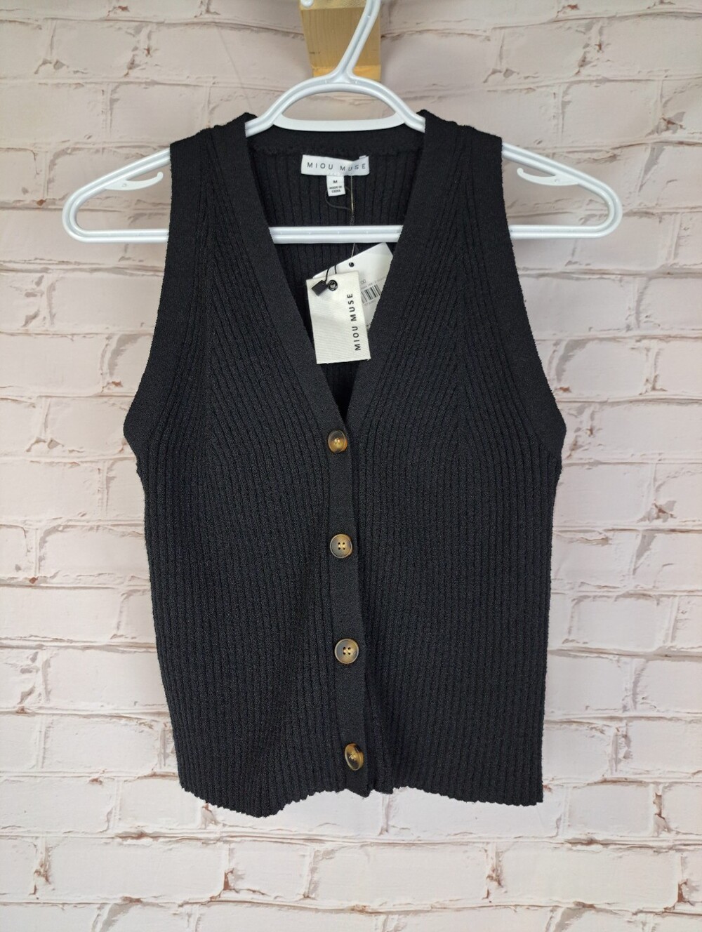 Miou Muse Button Ribbed Knit Top - Picture 5 of 11